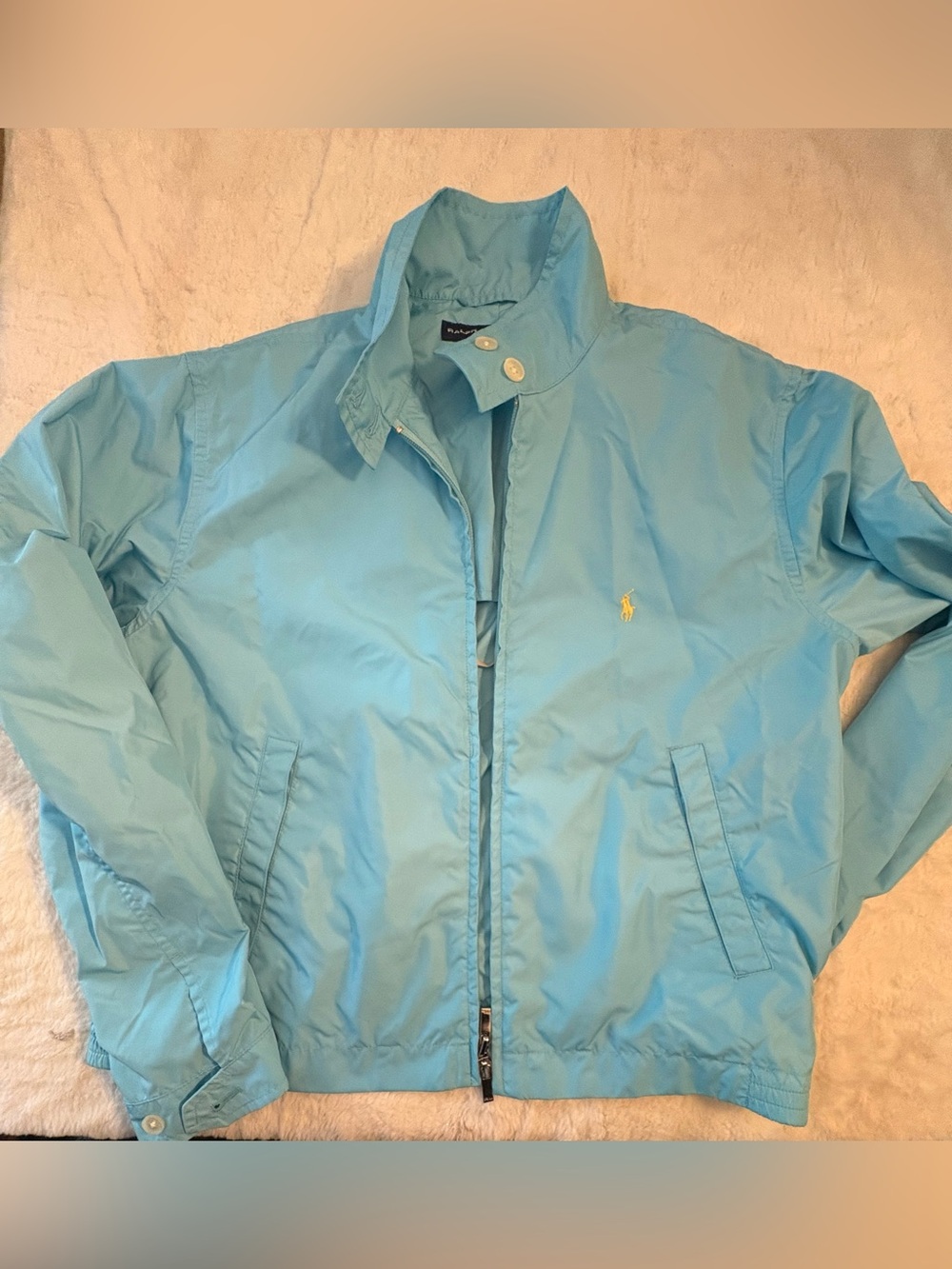 Ralph Lauren Sky Blue Windbreaker with Yellow Polo Logo